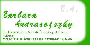 barbara andrasofszky business card
